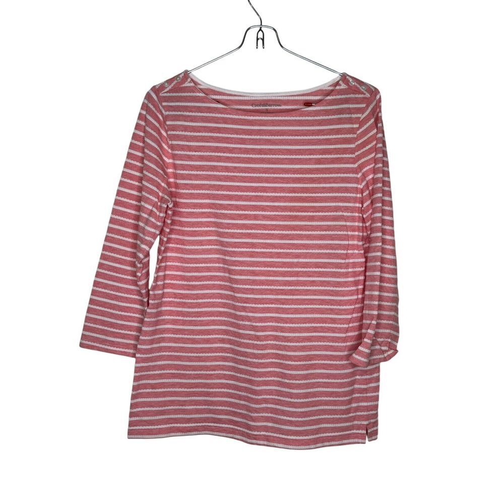 Croft & Barrow Women's Top Striped‎ 3/4 Sleeve Pullover Lightweight Red Small